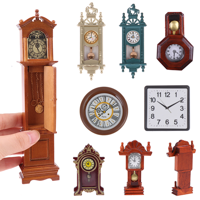 Vintage Collectible Dolls - Mini horloge Miniature en bois pour