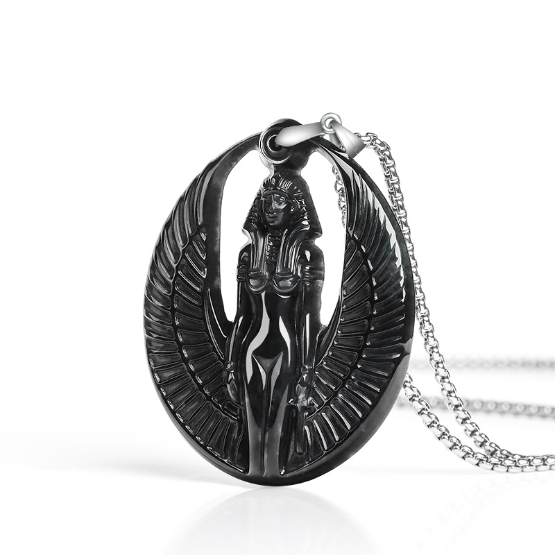 Vintage Necklace - Collier pendentif Isis en jadéite du
