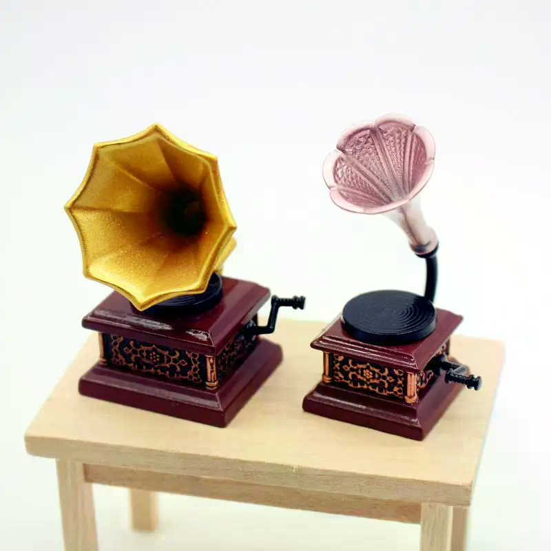 Vintage Collectible Dolls - Maison de poupée Vintage phonographe Miniatures