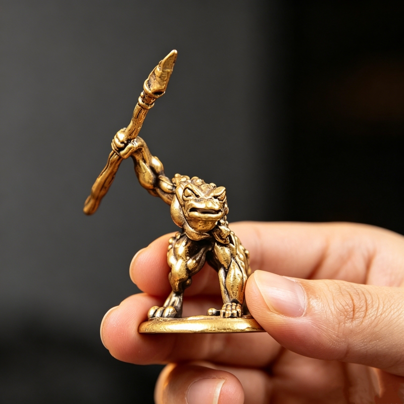 Vintage Collectible Furniture - Figurine de guerrier grenouille vintage en