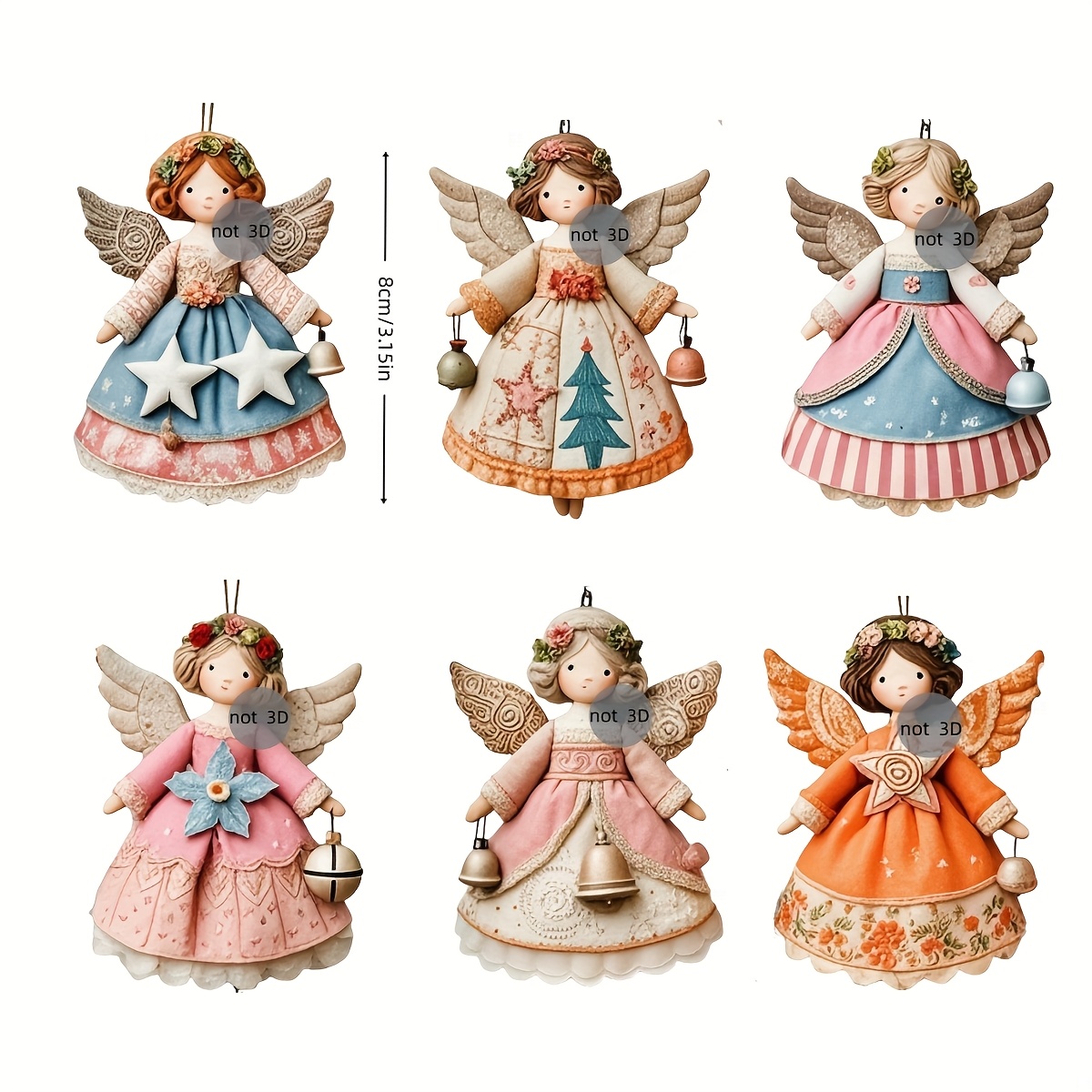 6/12 Pièces Ornements Anges Pl - Vintage Collectible Dolls avis et prix