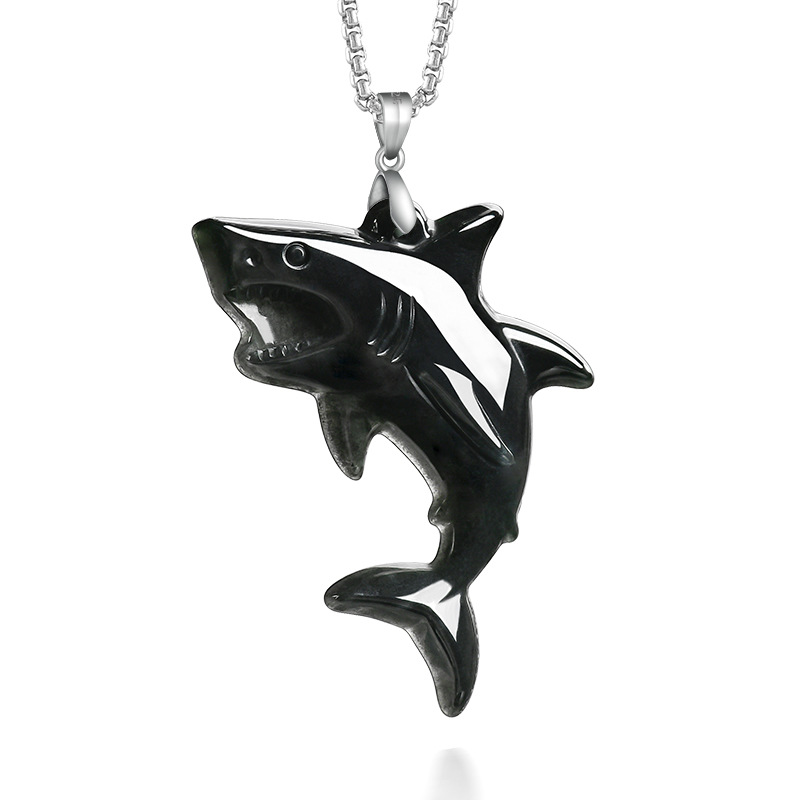 Collier pendentif requin en ja - Vintage Necklace avis et prix