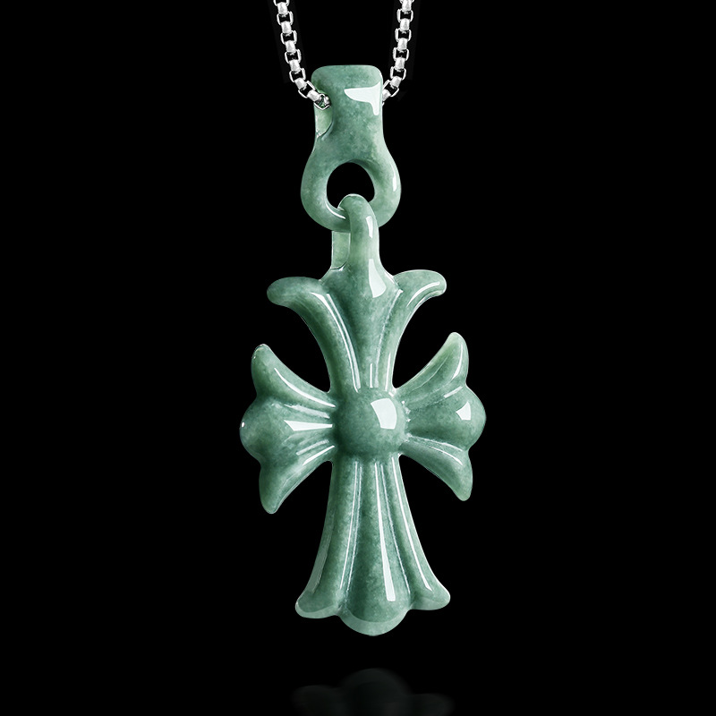 Collier pendentif croix en jad - Vintage Necklace avis et prix